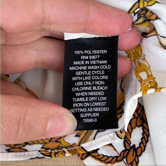 Worthington Chic Chain Print Blouse with Tie Waist - Picture 9 of 9